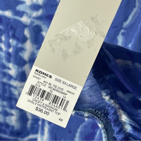 NWT Croft & Barrow Peasant Top XXL - Picture 12 of 12